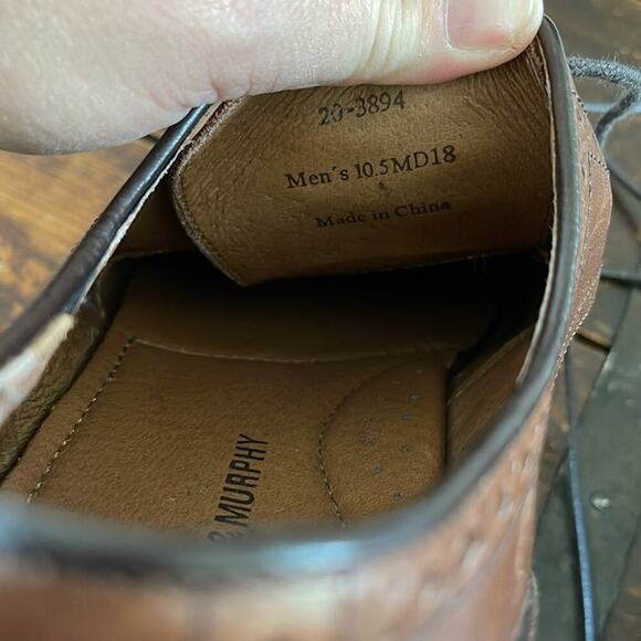 Men's Johnston & Murphy Conard Oak Calfskin Wingtip Shoes Size 10.5 - Picture 7 of 7